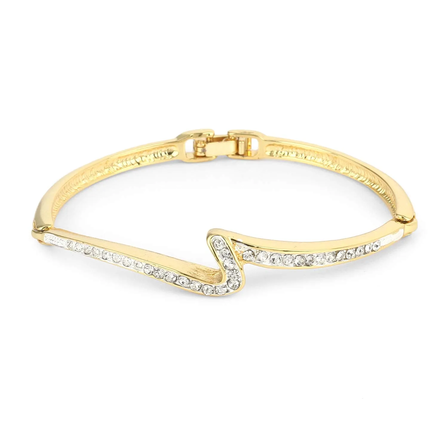 Estele 24Kt Gold Plated Shining Thunder Bracelet with Austrian Crystals for Women