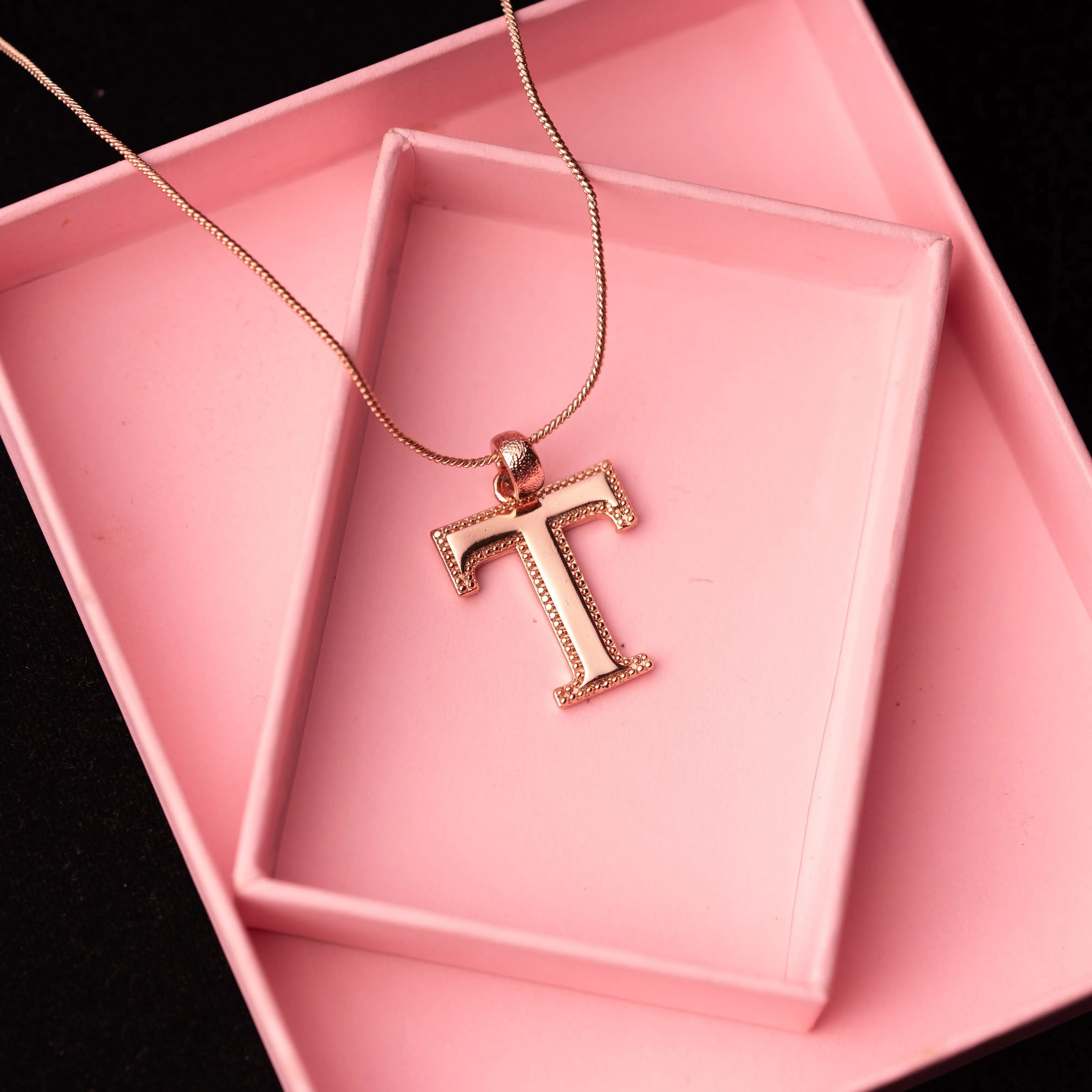 Estele - Charm "T" Rosegold plated Pendant