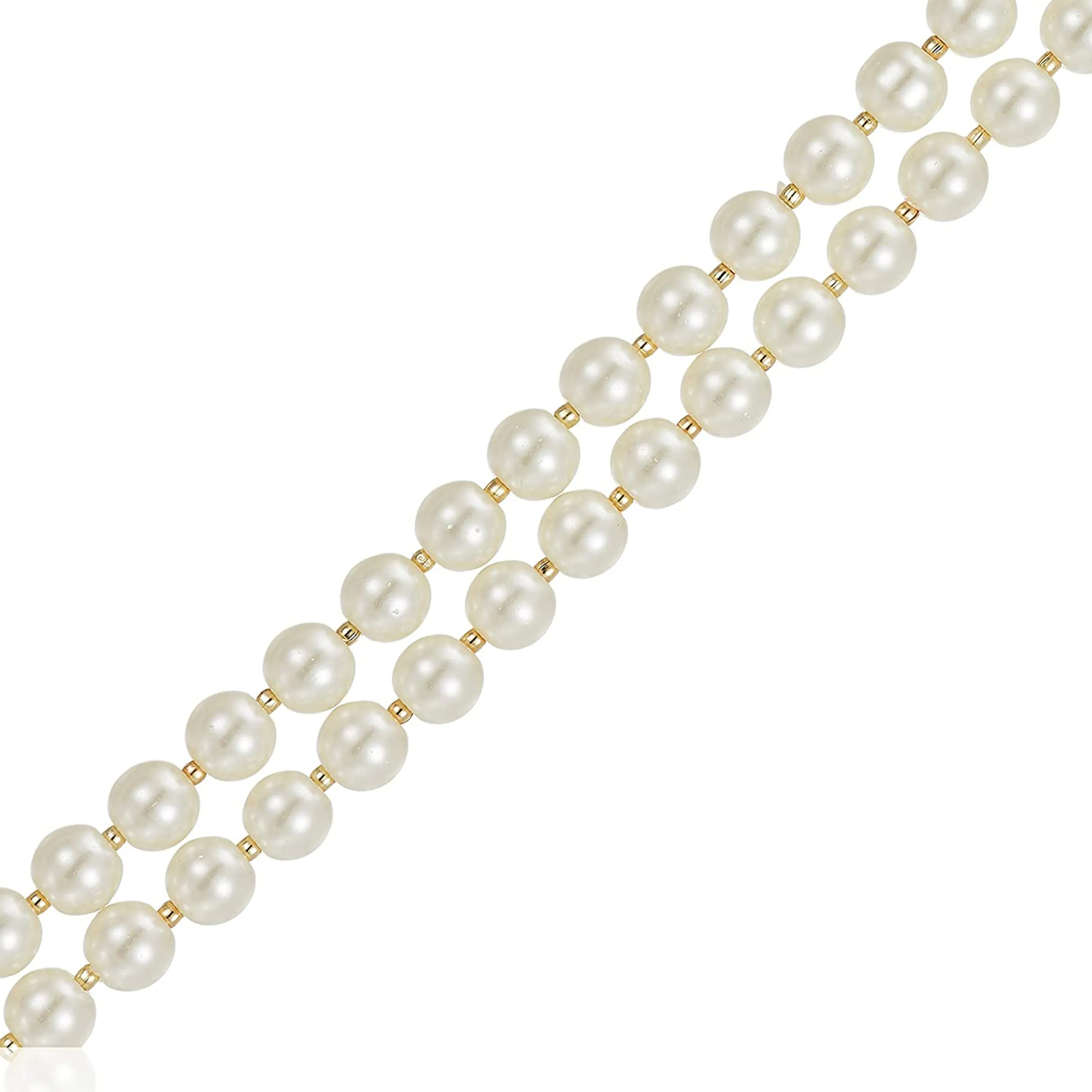 Estele - Fancy White and Gold Pearl Double Line Necklace