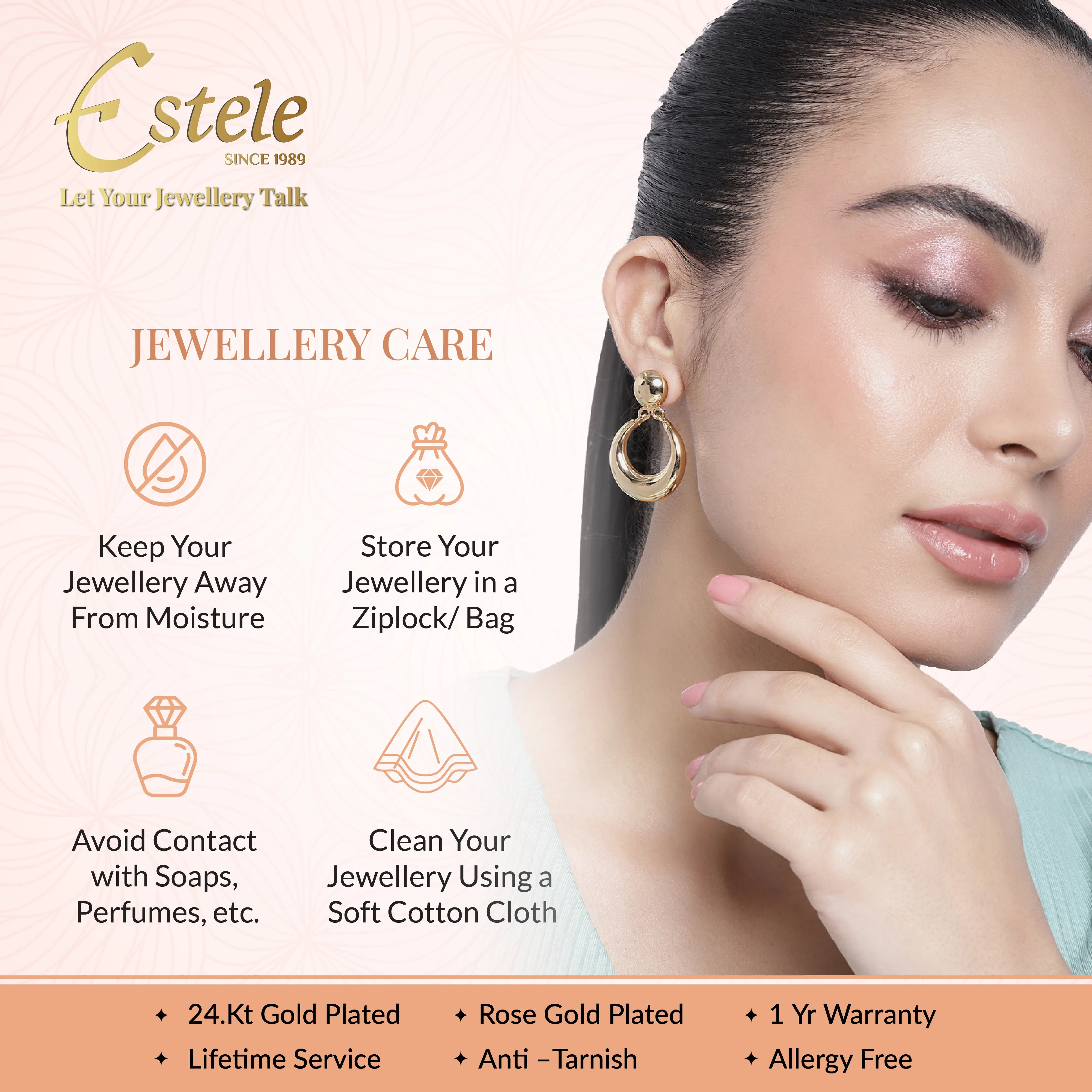 Estele Gold & Rhodium Plated Wave Drop Mangalsutra Necklace Set with Austrian Crystals for Women