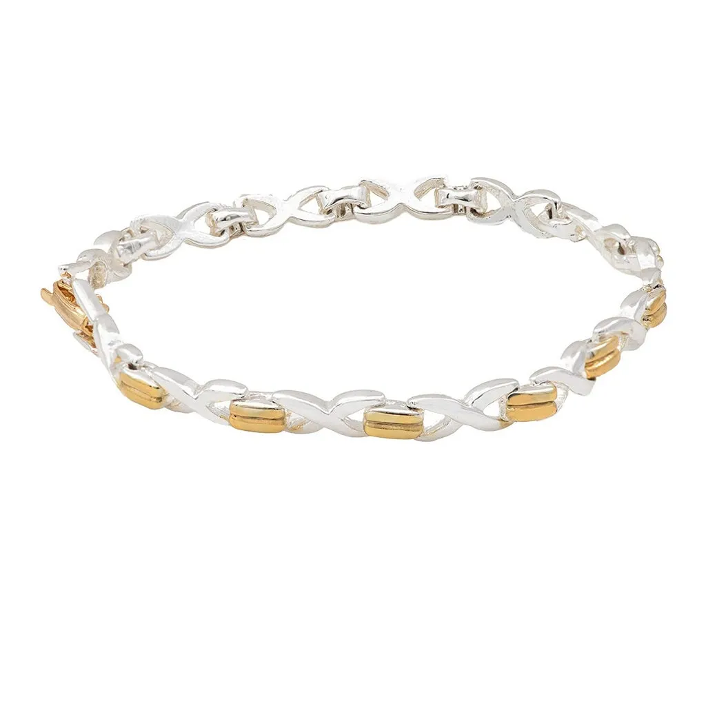 Estele Gold and Silver Plated Bridged Iternity Bracelet for women