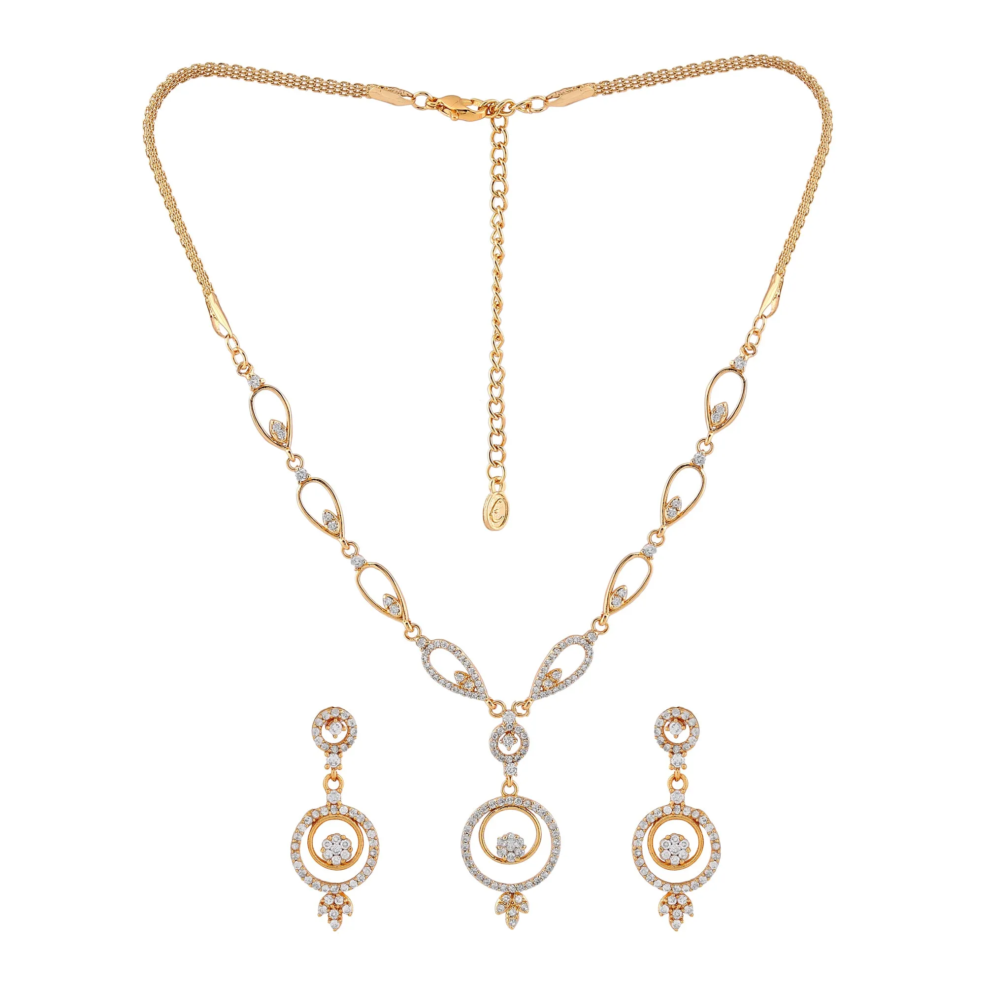 Estele Gold Plated CZ Elegant Necklace Set for Women