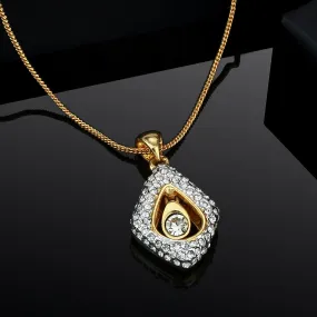 Estele - Gold Plated Tear Drop Shaped Pendant with Austrian Crystals for Women / Girls