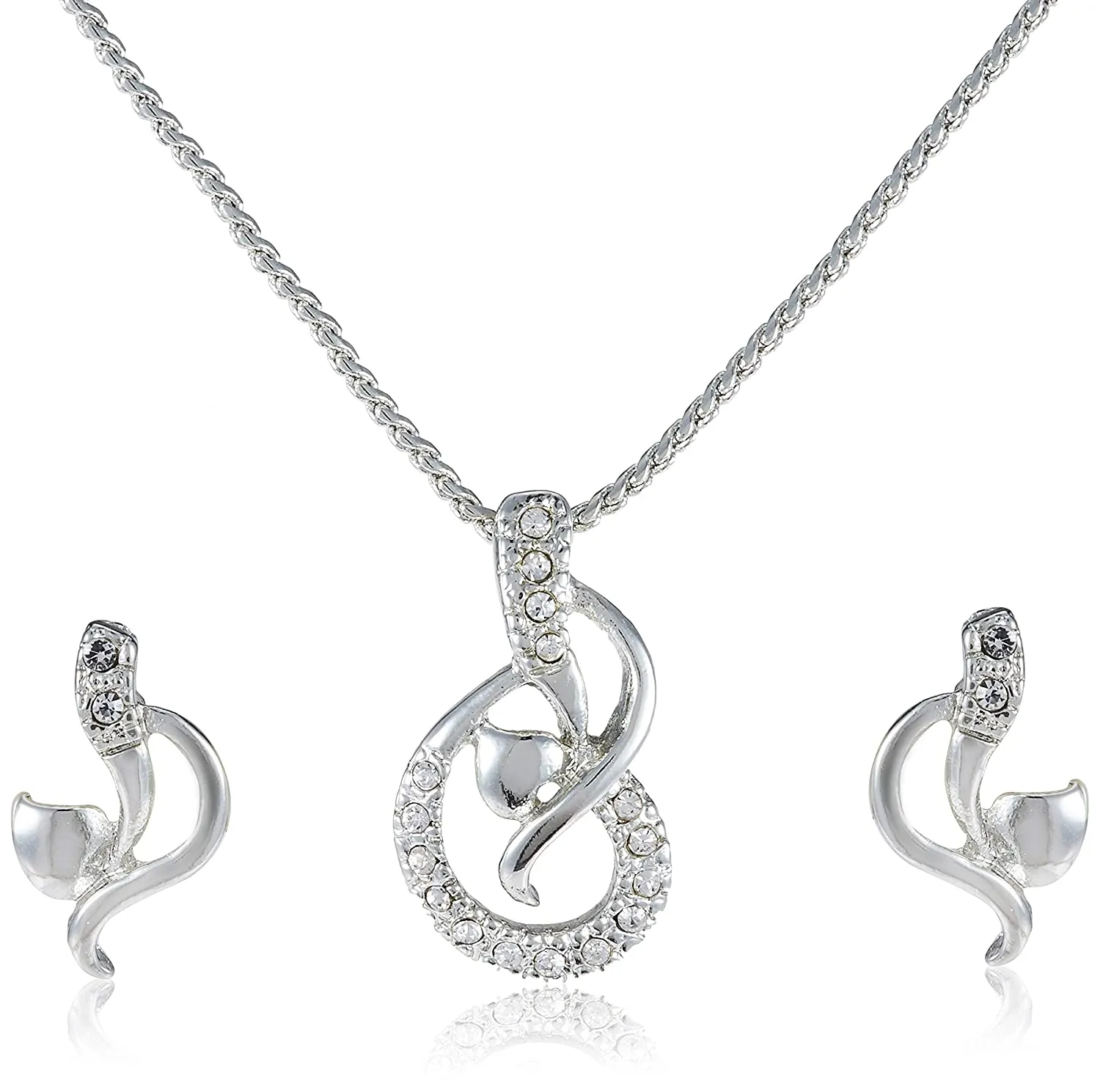 Estele - Lyrical Rhodium plated Pendant Set for Women