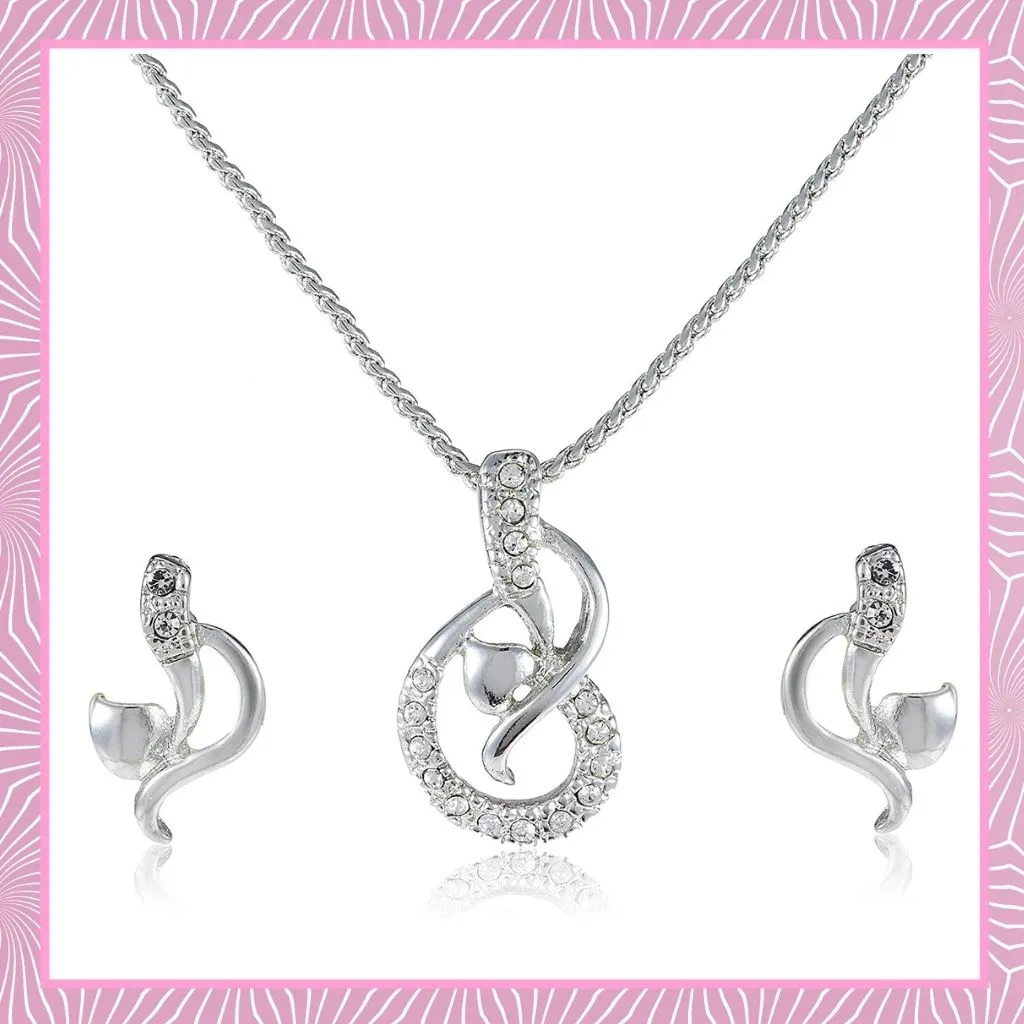 Estele - Lyrical Rhodium plated Pendant Set for Women