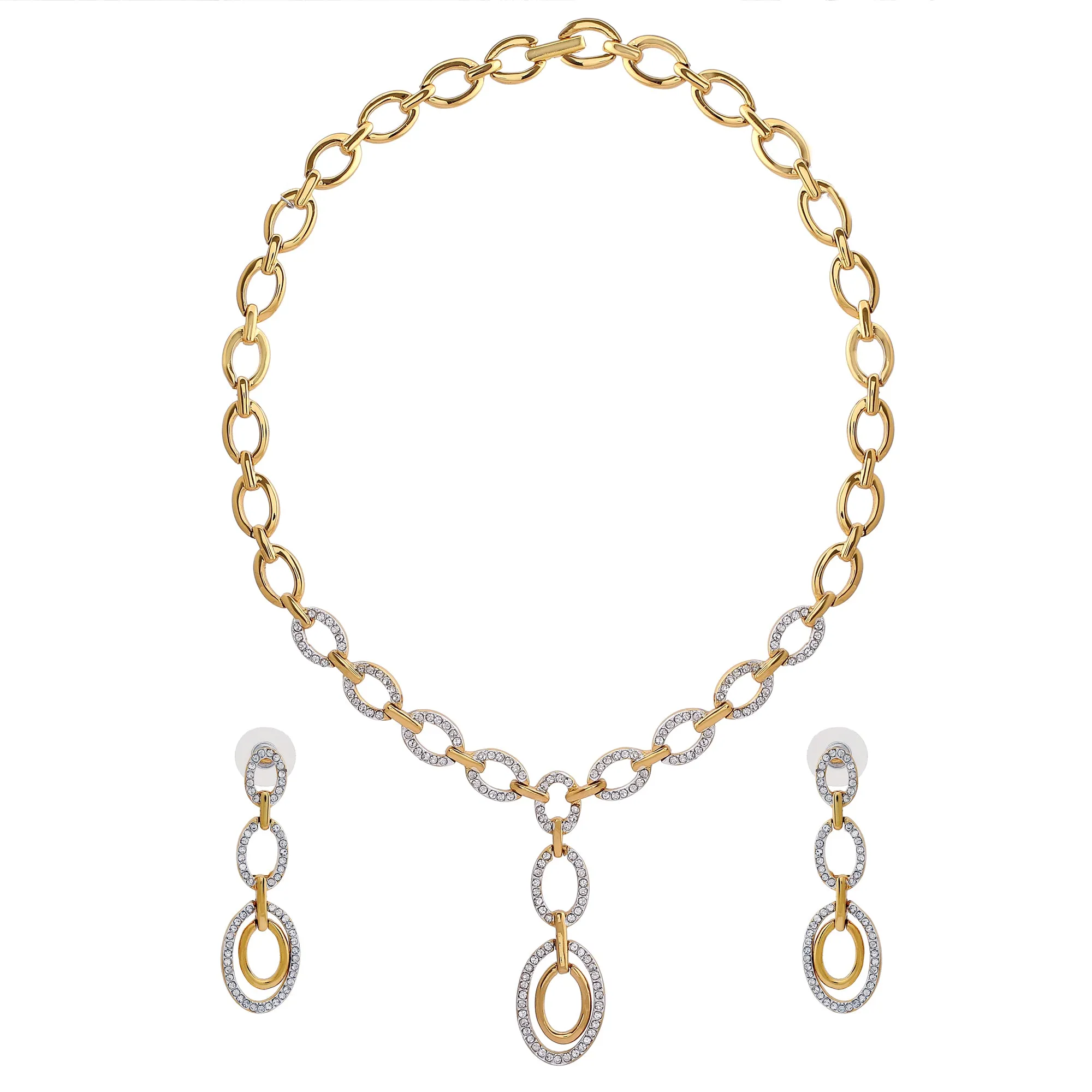 Estele - Opal Hoop Y Shaped Diamante Necklace Set