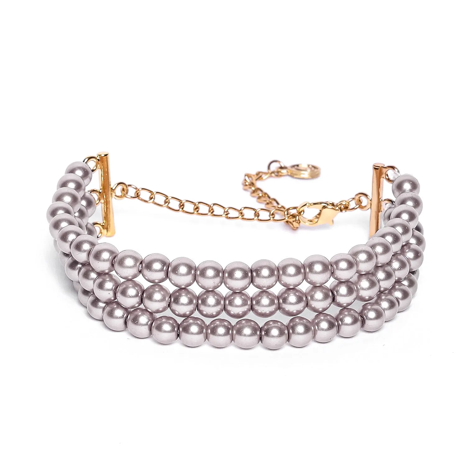 Estele - Purple Pearl Three Line Bracelet