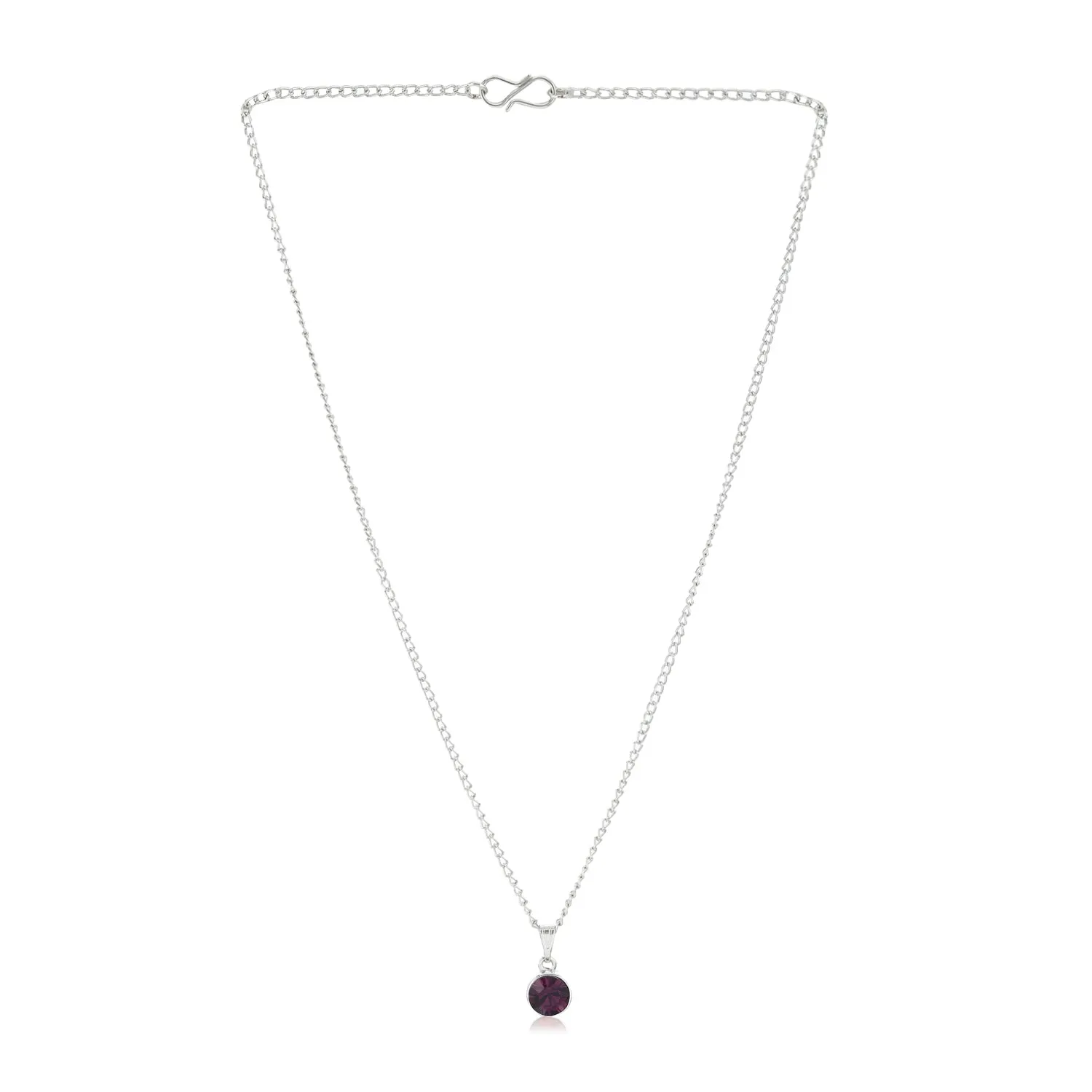 Estele - Rhodium Amethyst Pendant with Austrian Crystal for Women / Girls