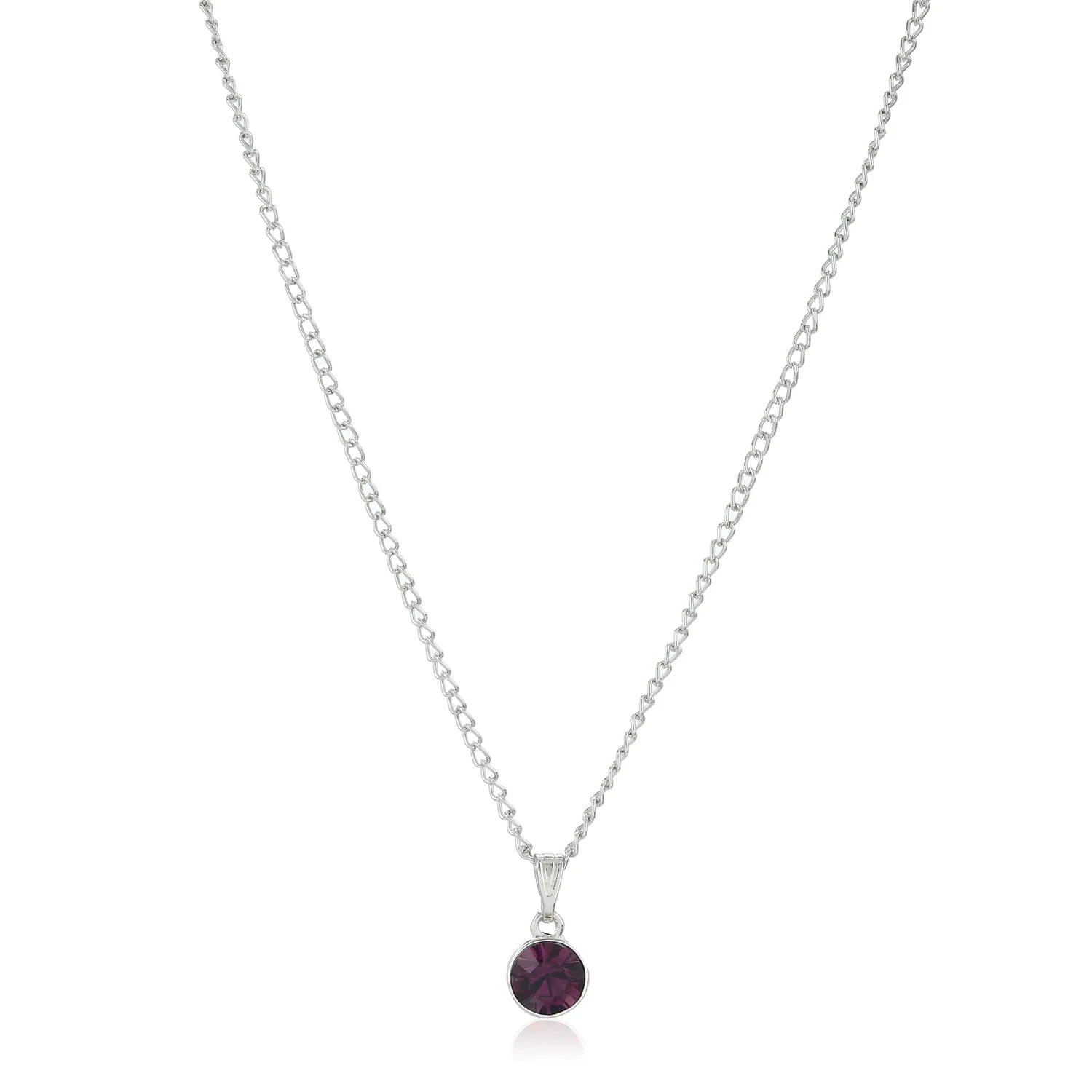 Estele - Rhodium Amethyst Pendant with Austrian Crystal for Women / Girls