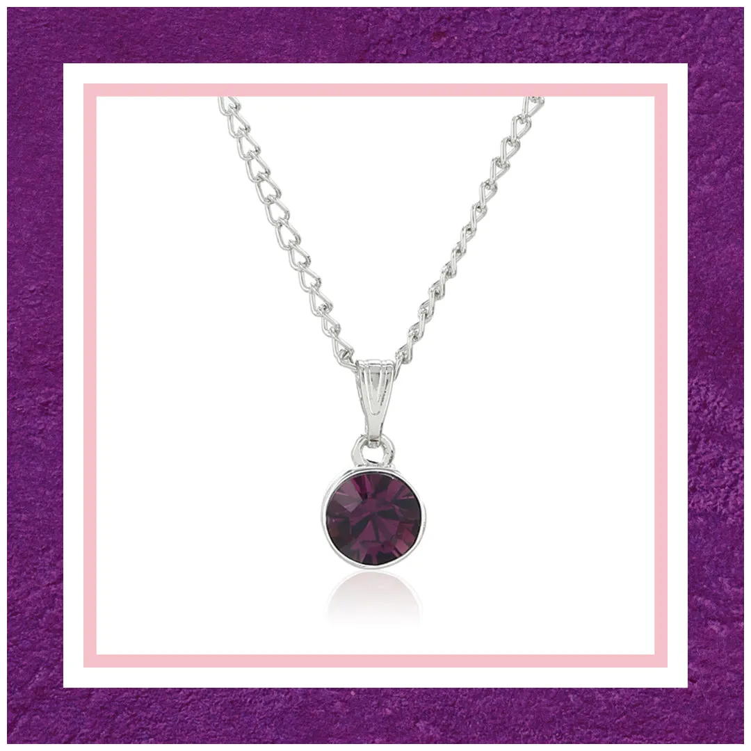 Estele - Rhodium Amethyst Pendant with Austrian Crystal for Women / Girls