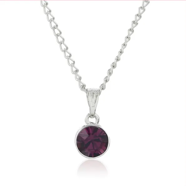 Estele - Rhodium Amethyst Pendant with Austrian Crystal for Women / Girls