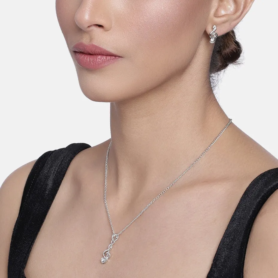 Estele - Rhodium Plated Musical Trendy and Fancy Pendant Set for Women