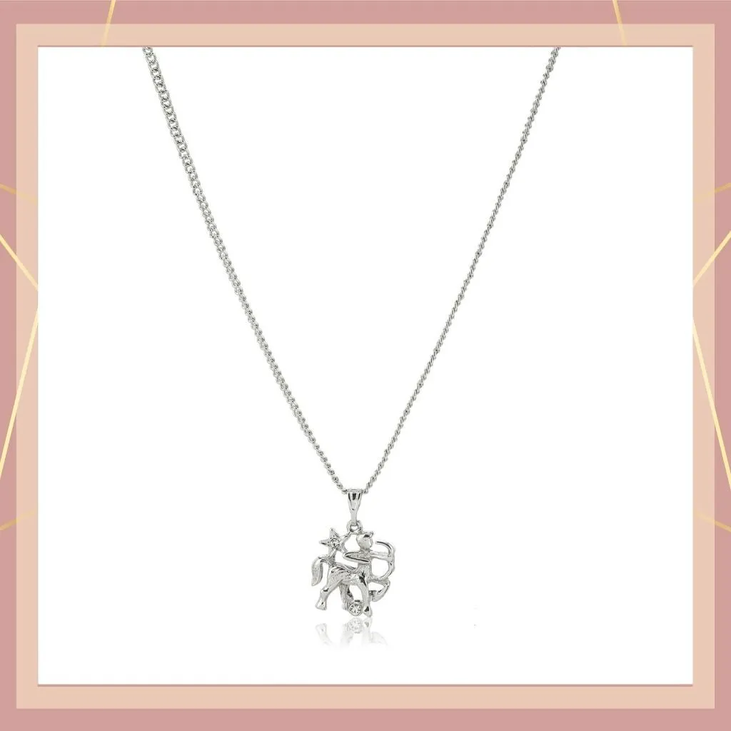 Estele - Rhodium Plated Sagittarius Zodiac Sign Pendant for Women / Girls