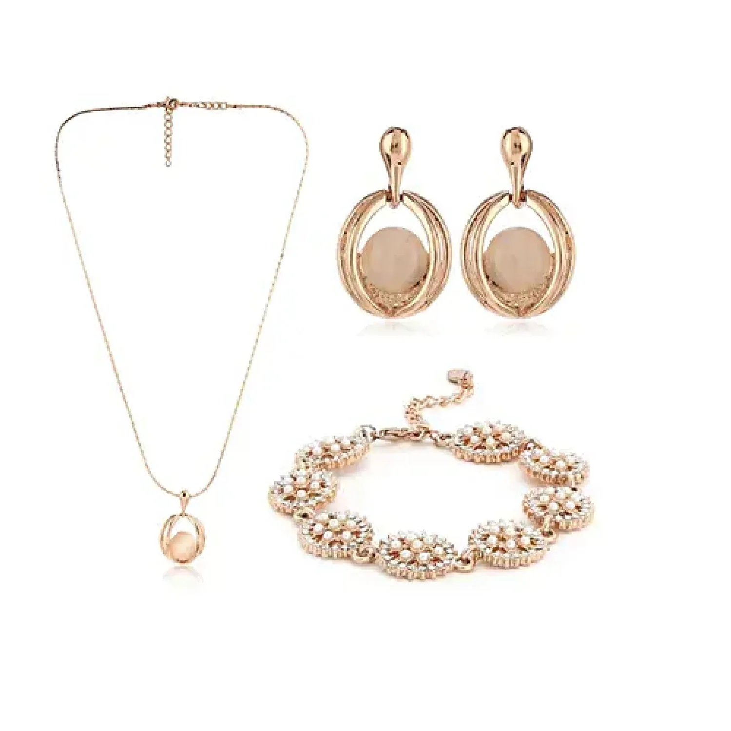 ESTELE - Rose Gold Earring, Pendant & Bracelet Combo