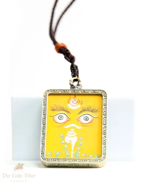 Eye of Zambalha (god of fortune): Hand-Painted Tibetan Fortune Pendant