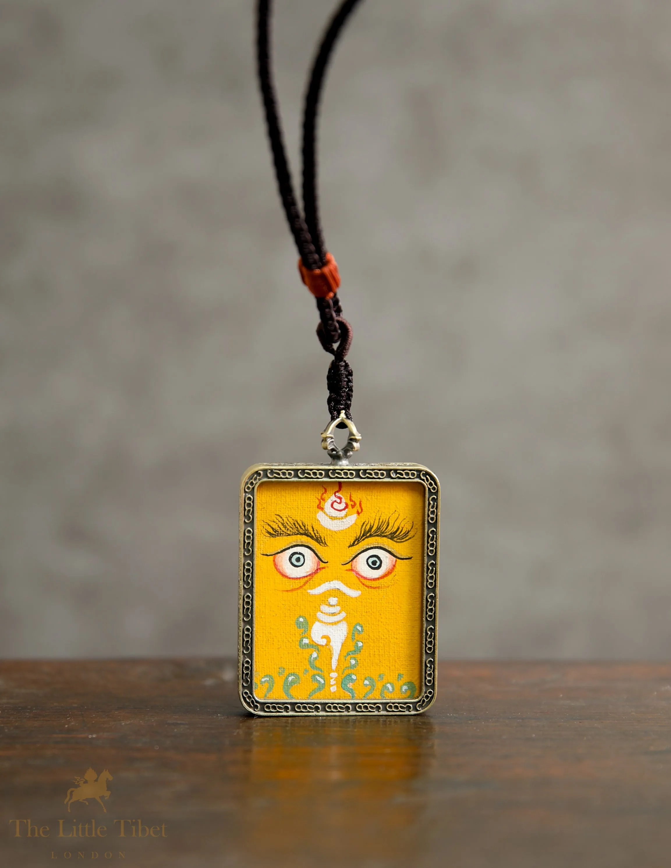 Eye of Zambalha (god of fortune): Hand-Painted Tibetan Fortune Pendant