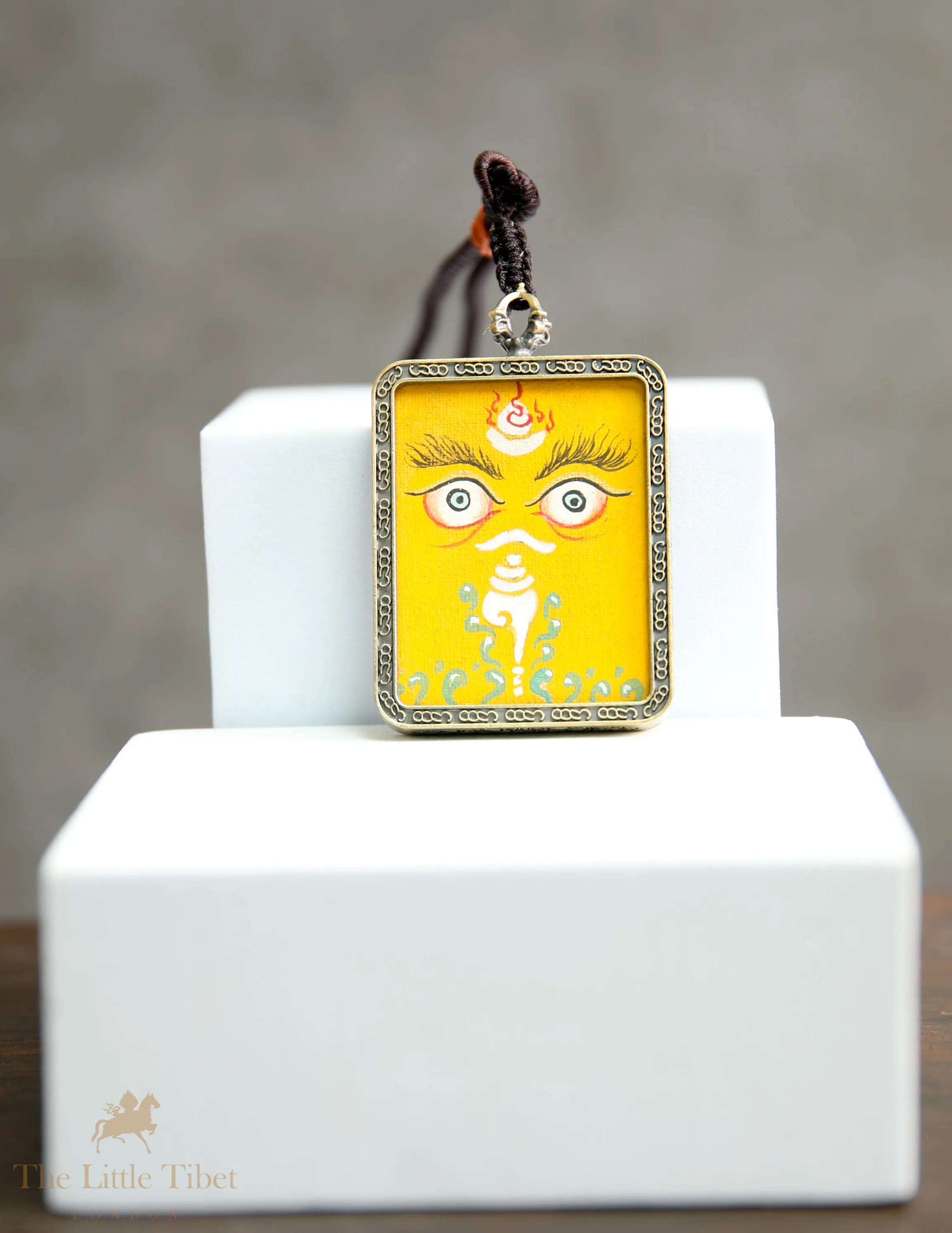 Eye of Zambalha (god of fortune): Hand-Painted Tibetan Fortune Pendant