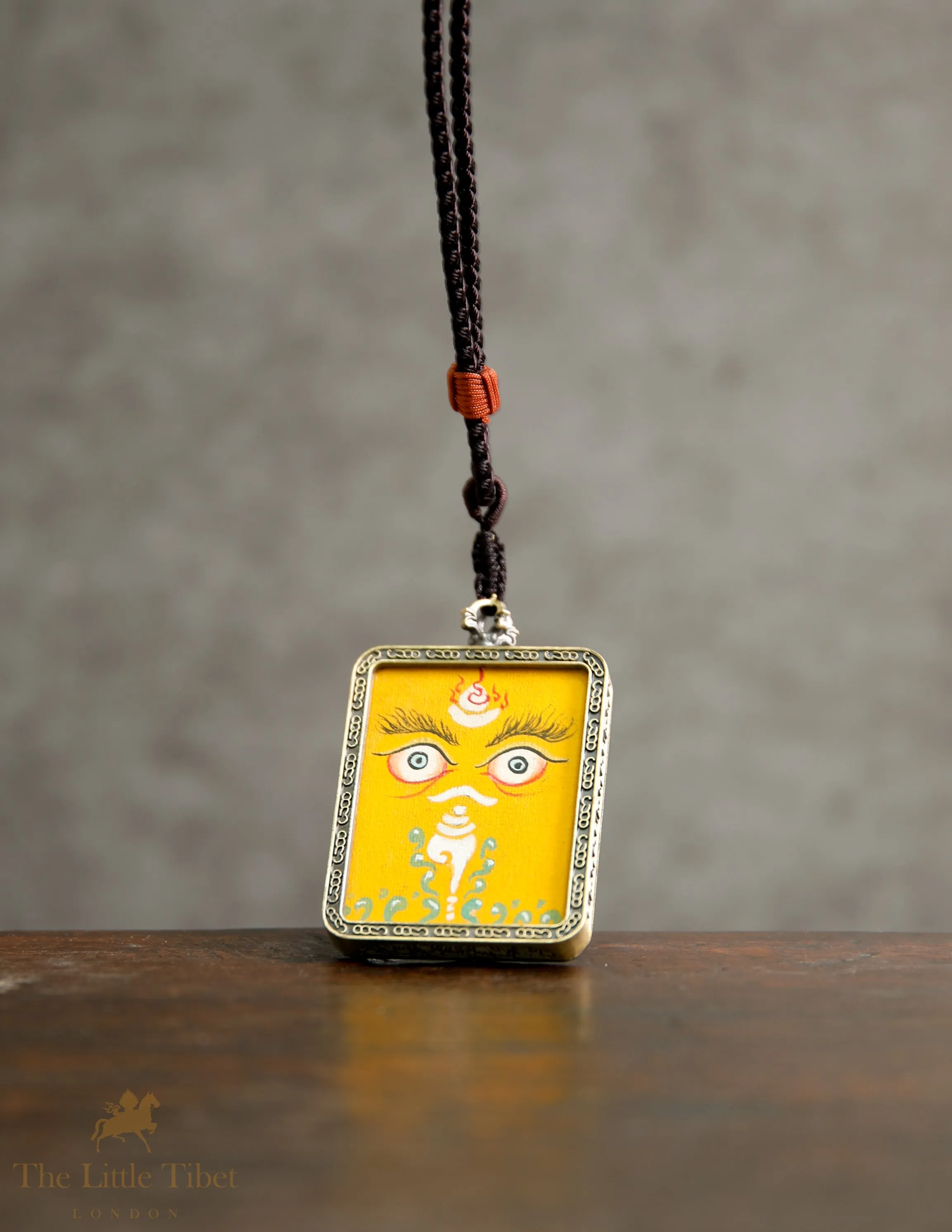 Eye of Zambalha (god of fortune): Hand-Painted Tibetan Fortune Pendant