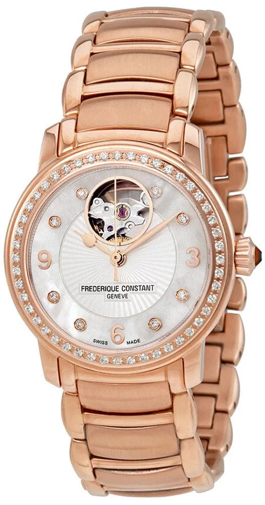 Frederique Constant Heart Beat Automatic Rose Gold PVD Steel & Diamond Womens Watch FC-310HBAD2PD4B