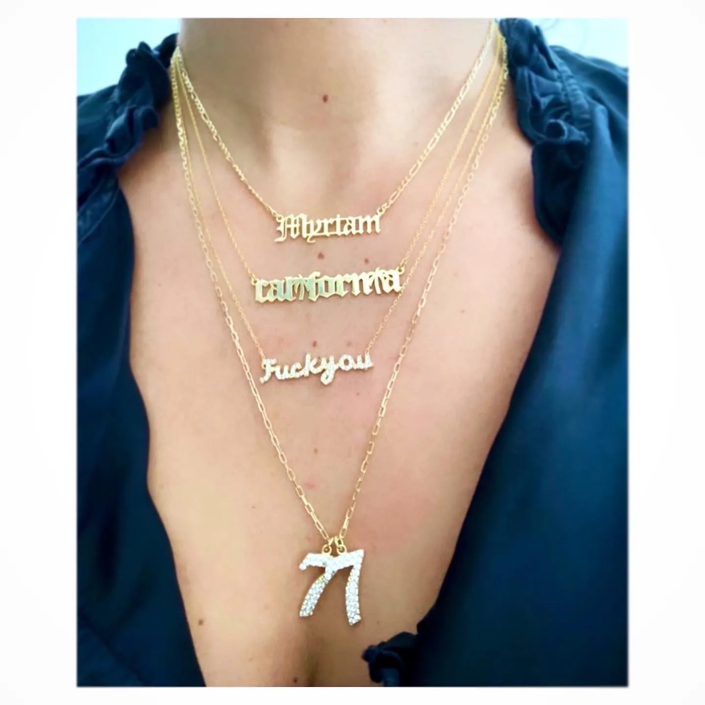 Fuck You Pave Script Necklace