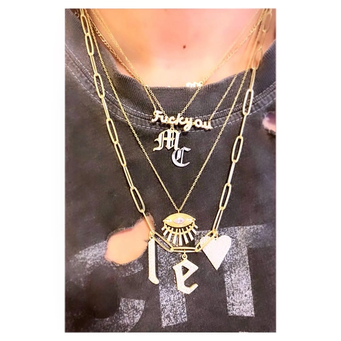 Fuck You Pave Script Necklace