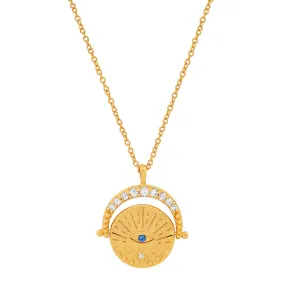 Gold Coin Evil Eye Necklace