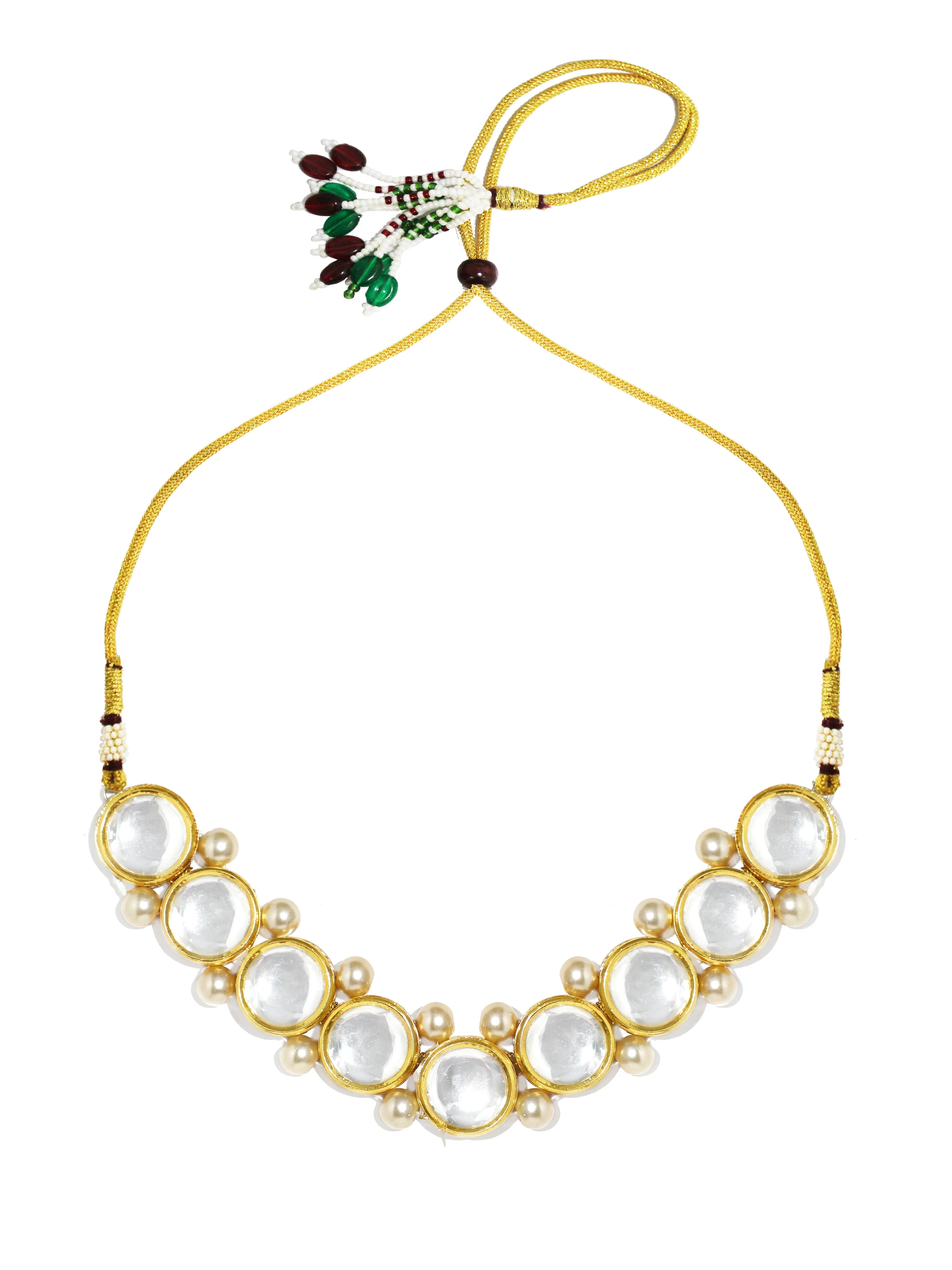 Gold Plated Pearl Beads Polki Kundan Choker Necklace Set