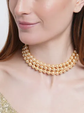 Golden Pearl Beaded Choker Neckalce for Women