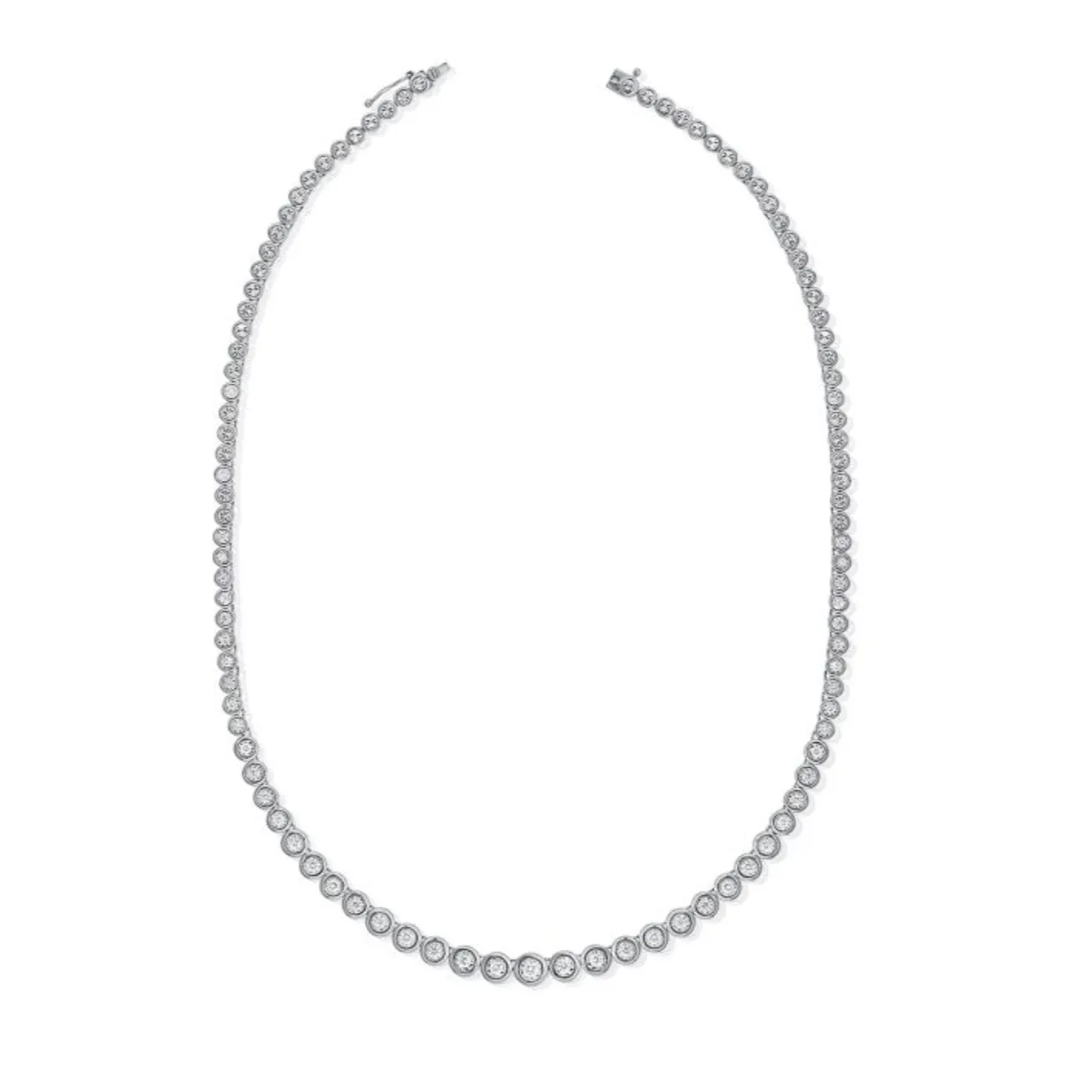 Graduated Bezel Diamond Tennis Necklace