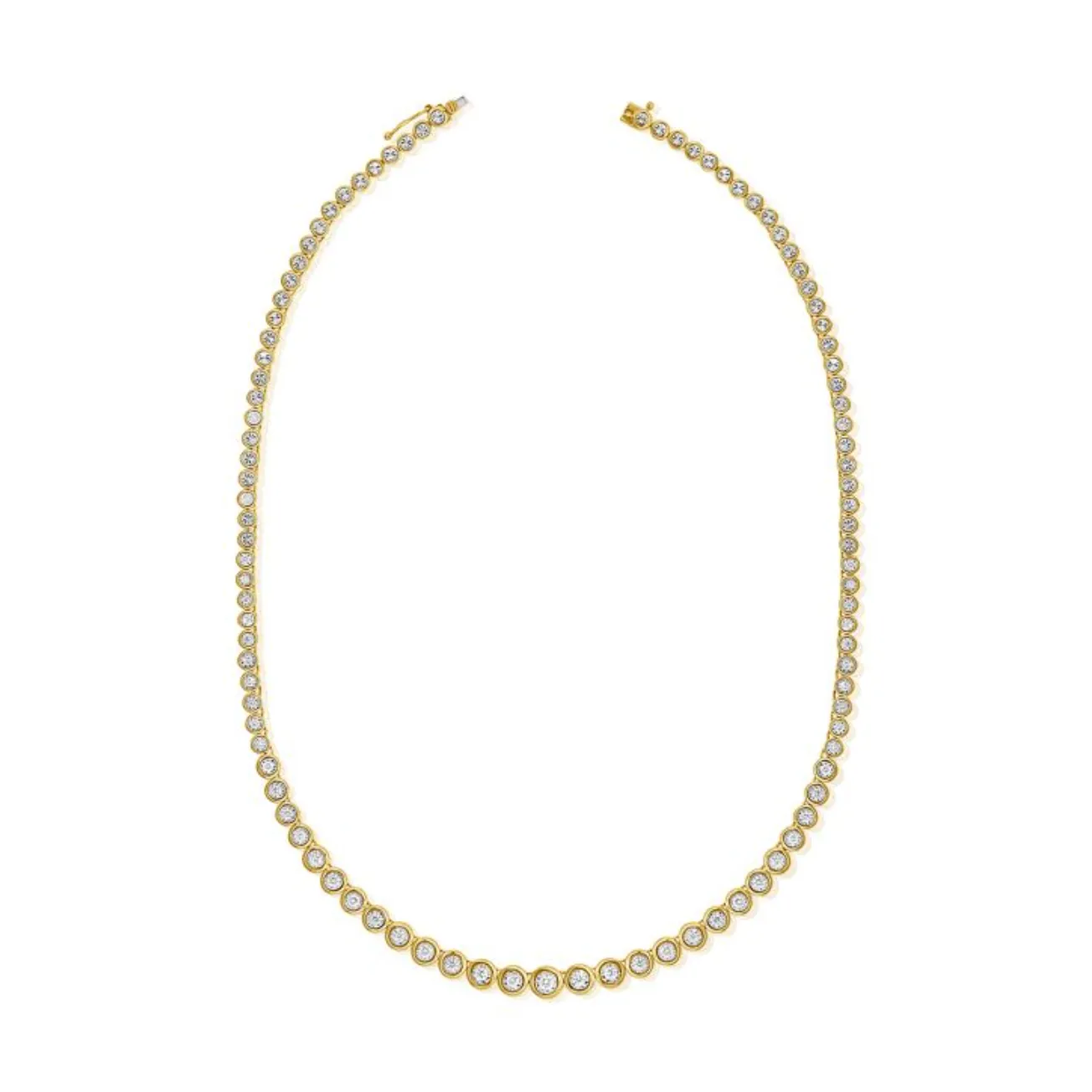 Graduated Bezel Diamond Tennis Necklace