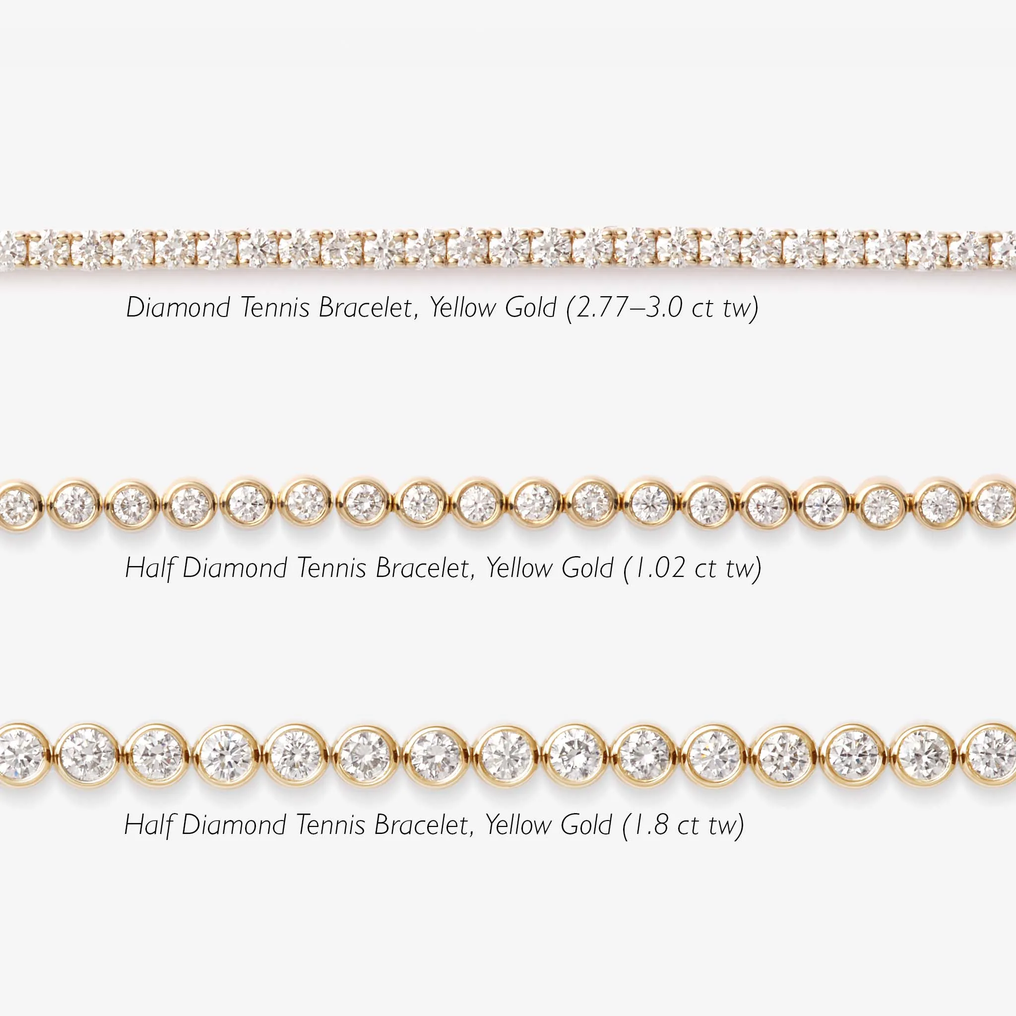 Half Diamond Tennis Bracelet 14k Yellow Gold (1.8 ct tw)