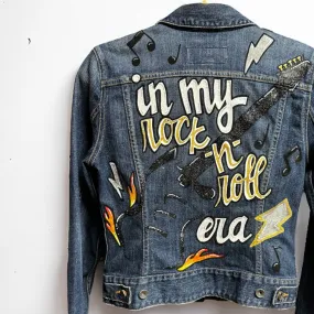 Hand Painted Jean Jacket: “In My Rock-n-Roll Era”  - Eras Tour, Mardi Gras, Jazz Feat, New Orleans, Music Concert, Festival, Parade Outfit