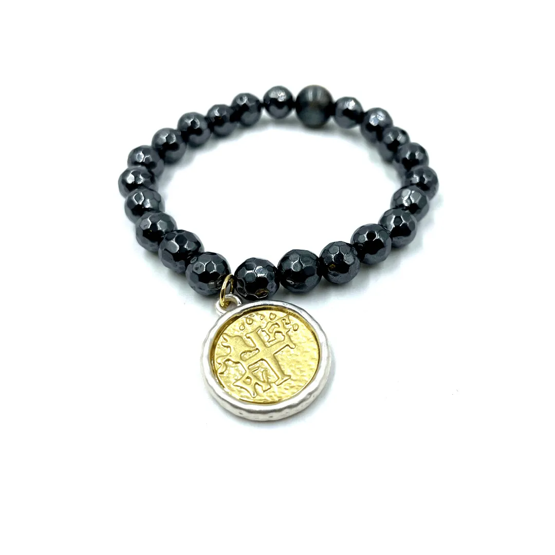 Hematite   Coin Bracelet