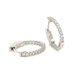 Inside Out Hoop Earrings with Thirty-Two Diamonds in 14K White Gold