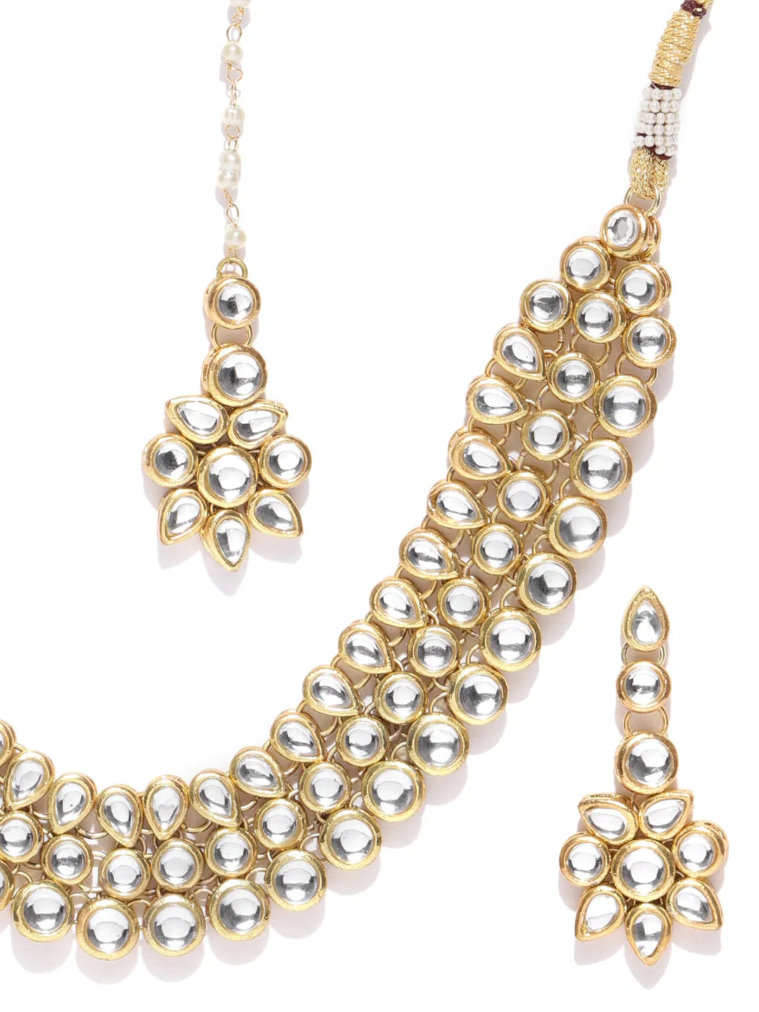 Karatcart 22K GoldPlated Antique origings Kundan Necklace Set For Women