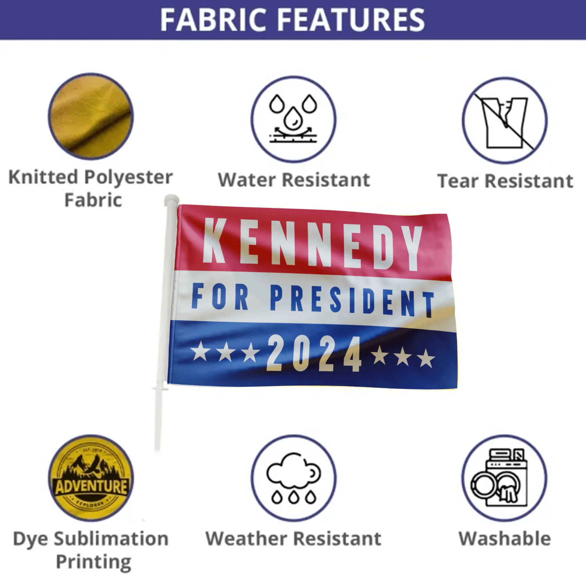 Kennedy for President Car Flag Kit | Double-Sided 18"x12" | LIMITED EDITION