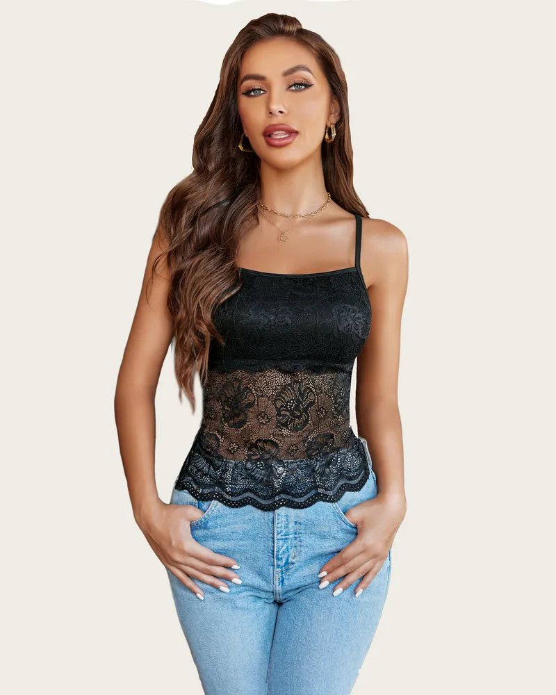 Lace Spaghetti Strap Tank Top