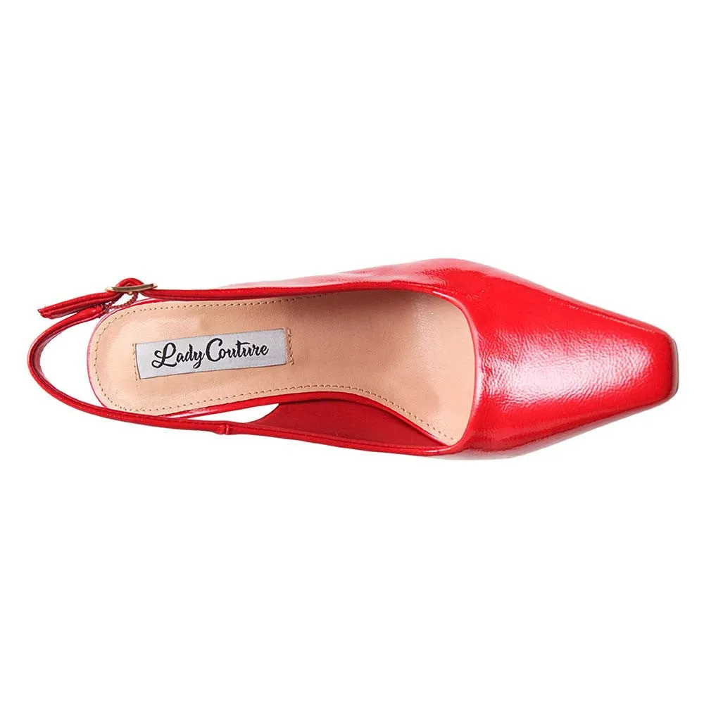 Lady Couture MISTIC Red Jewel Metallic Heel Slingback