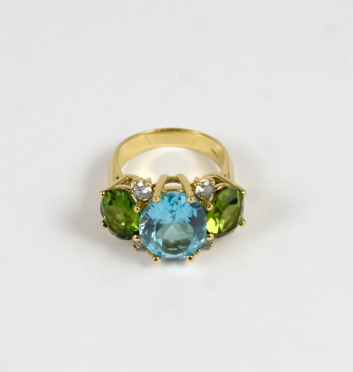 Large GUM DROP™ Ring with Blue Topaz and iolite and Diamonds