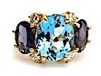 Large GUM DROP™ Ring with Blue Topaz Iolite and Diamonds