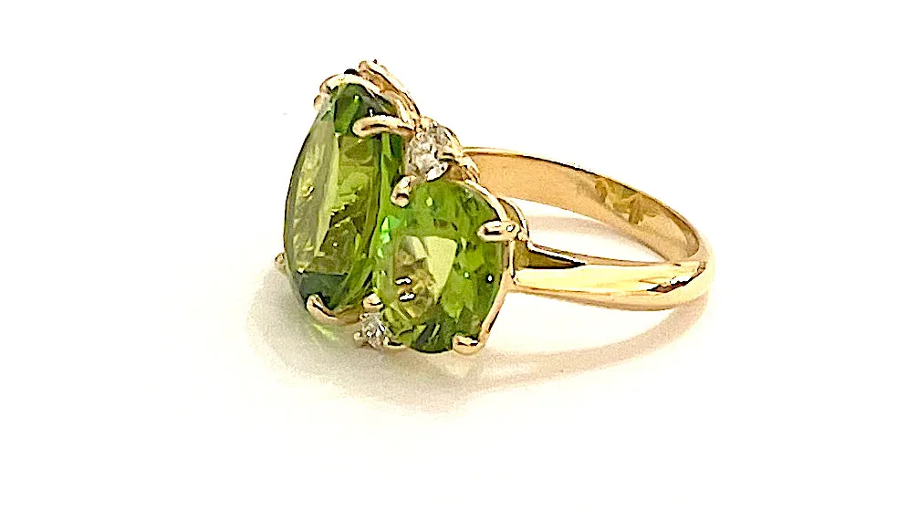 Large GUM DROP™ Ring with Pink Topaz Peridot and Diamonds