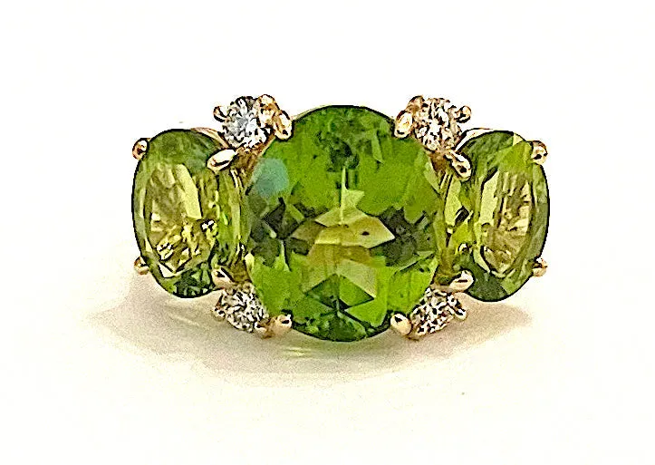 Large GUM DROP™ Ring with Pink Topaz Peridot and Diamonds