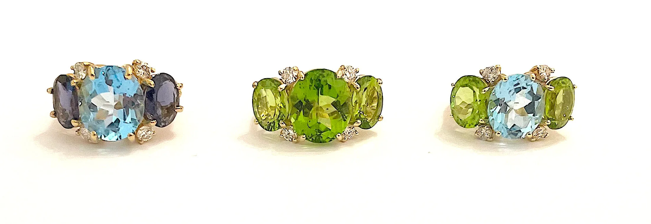 Large GUM DROP™ Ring with Pink Topaz Peridot and Diamonds