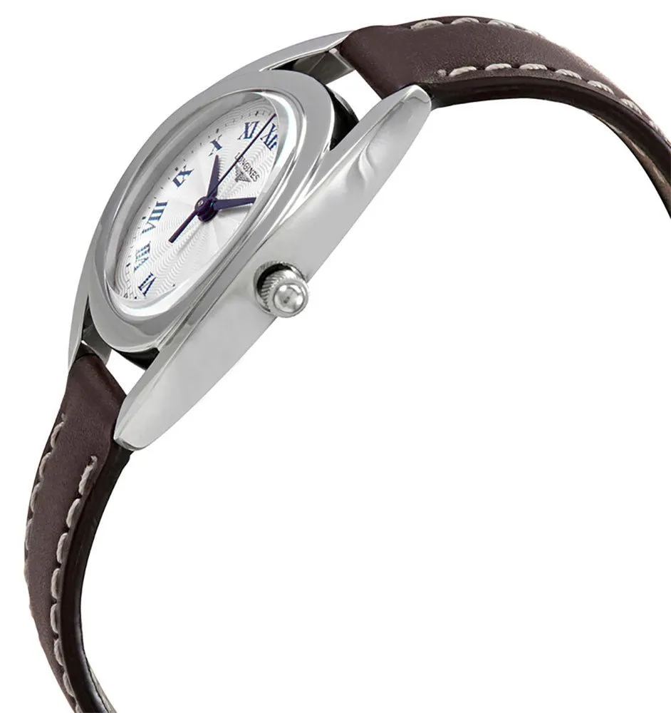 Longines Equestrian Stainless Steel Silver Dial Brown Leather Strap Date Quartz Womens Watch L6.136.4.71.2