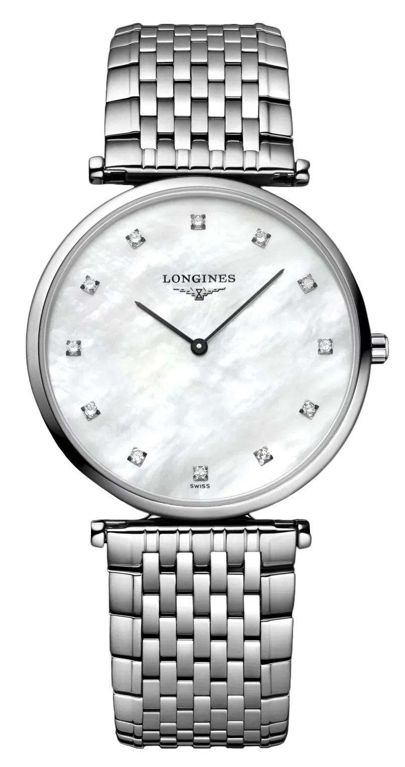 Longines La Grande Classique Stainless Steel Mother-Of-Pearl Dial Diamonds Quartz Womens Watch L4.709.4.88.6