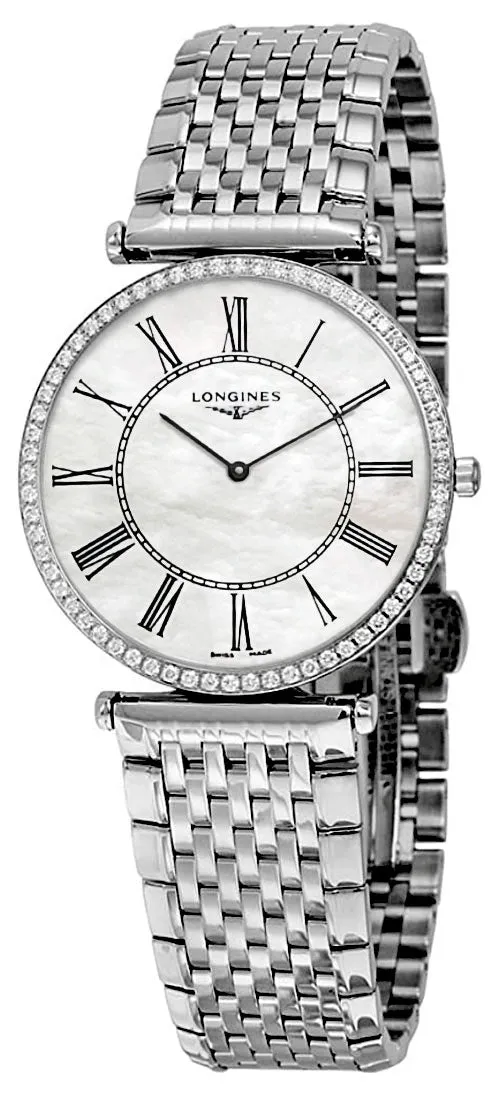 Longines La Grande Classique Stainless Steel Mother-Of-Pearl Dial Diamonds Quartz Womens Watch L4.741.0.99.6