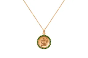 Medal Our Lady of Mount Carmen | Virgen del Carmen Gold & Green Garnet