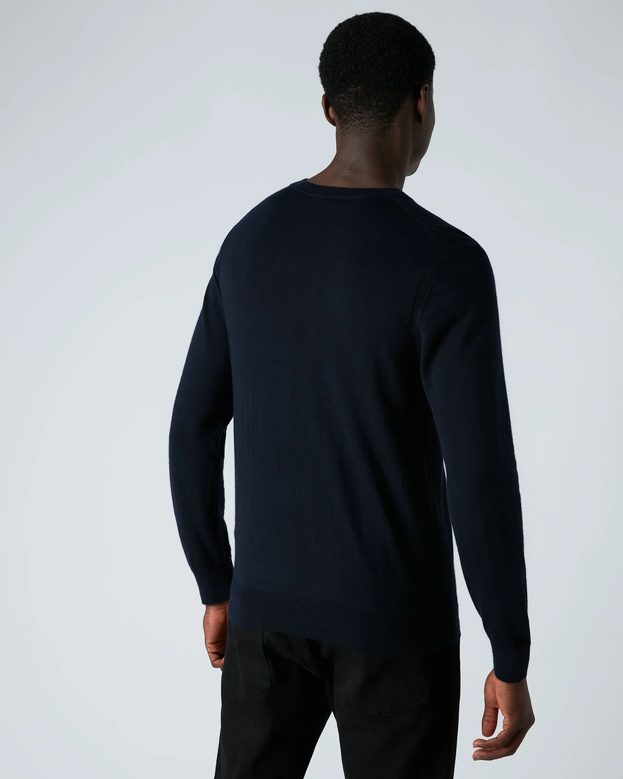 Men's Covent Fine Gauge Cashmere Round Neck Jumper Navy Blue