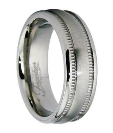 Men's Titanium Wedding Ring with Milgrain Edges | 6.5mm