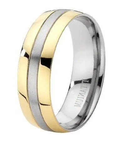 Men's Two Tone Titanium 8mm Wedding Ring with Brushed Finish-8mm